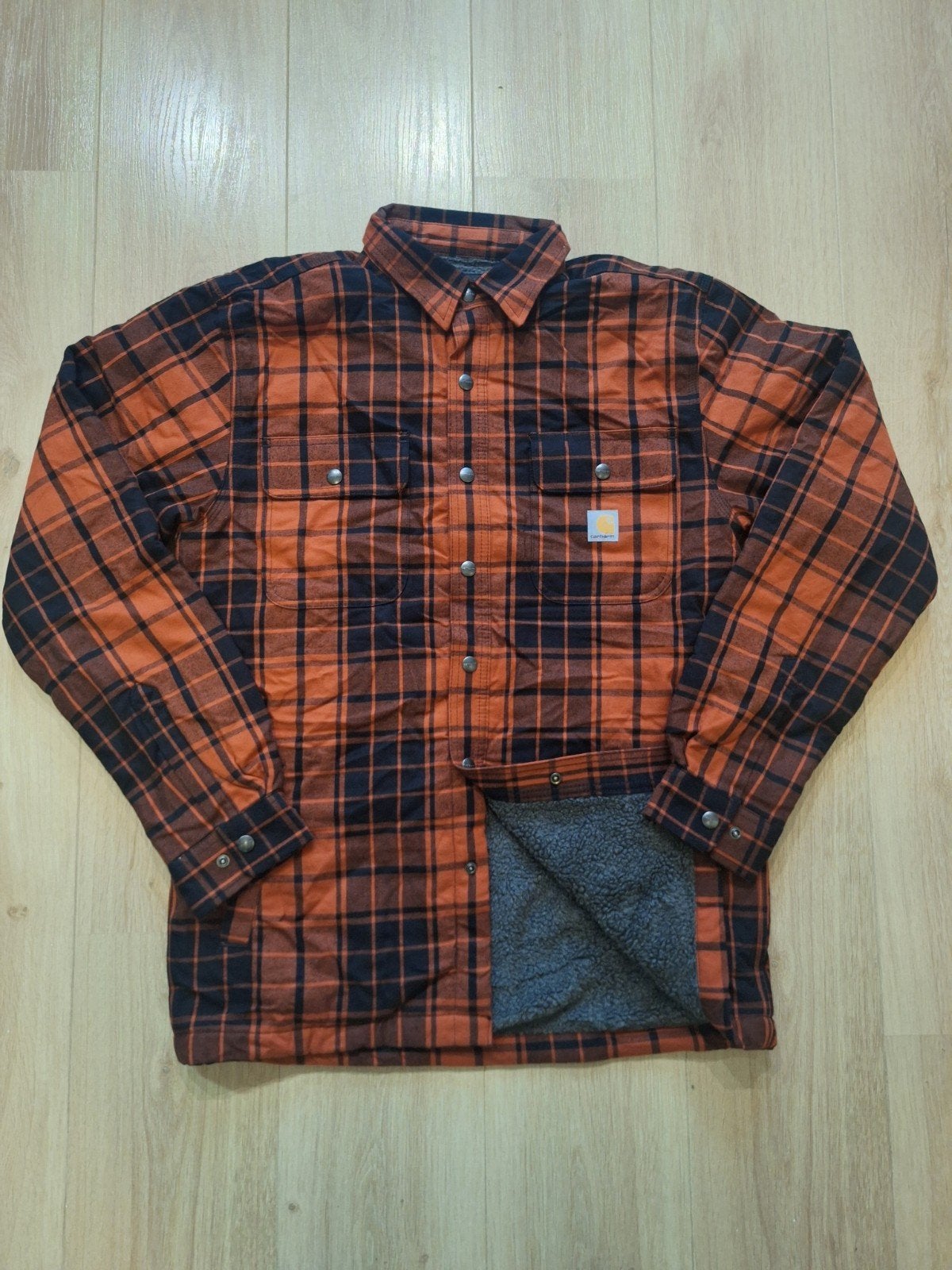 Carhartt Geruit Shacket - Oranje/Zwart - Maat M, Carhartt, Oranje, Zo goed als nieuw, Verzenden