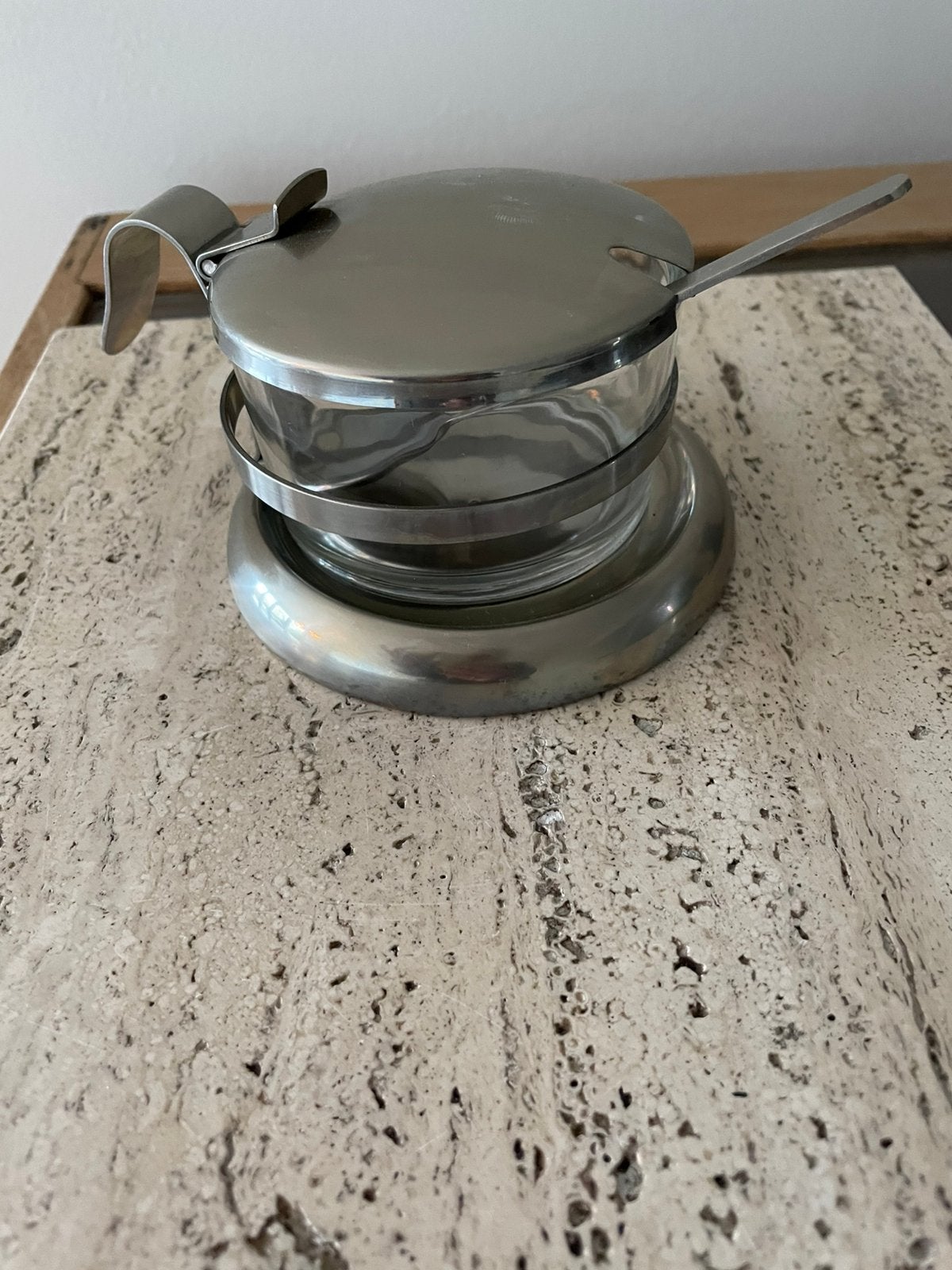 Kaaspot parmezaanse kaas met lepel suikerpot jampot, Ophalen of Verzenden