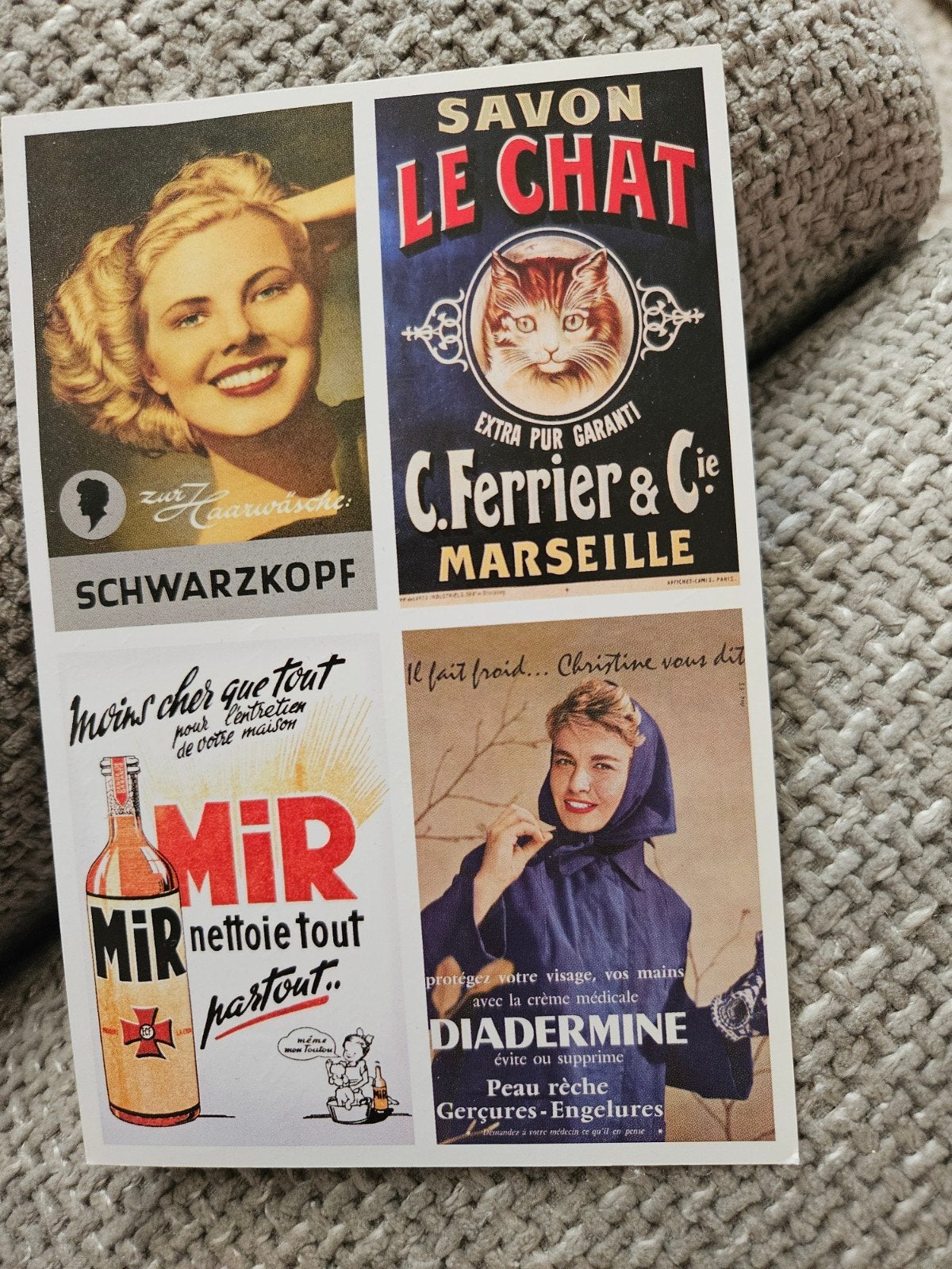 Vintage Franse reclame ansichtkaart - Savon Le Chat, Mir, Ophalen of Verzenden, 1940 tot 1960, Gelopen