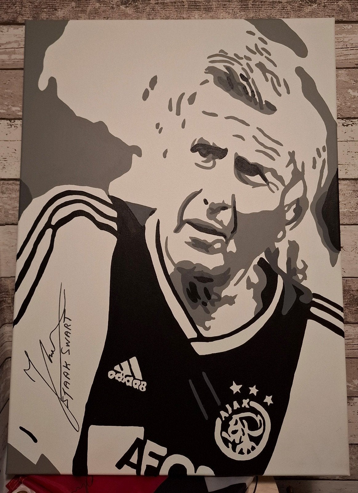 Sjaak Swart Ajax canvas met handtekening, Ophalen of Verzenden, Ajax, Overige typen