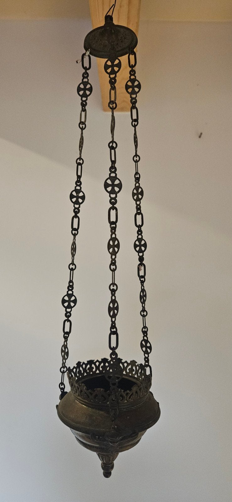 Antieke Bronzen Hanglamp met Engelen en Ornamenten, Ophalen of Verzenden