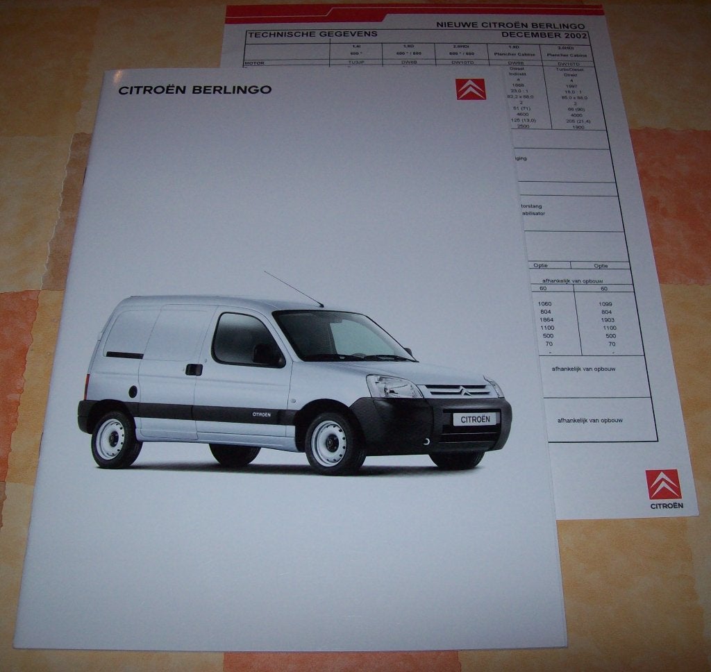 brochure Citroen Berlingo bestelwagen  2003, Ophalen of Verzenden, Nieuw, Citroën