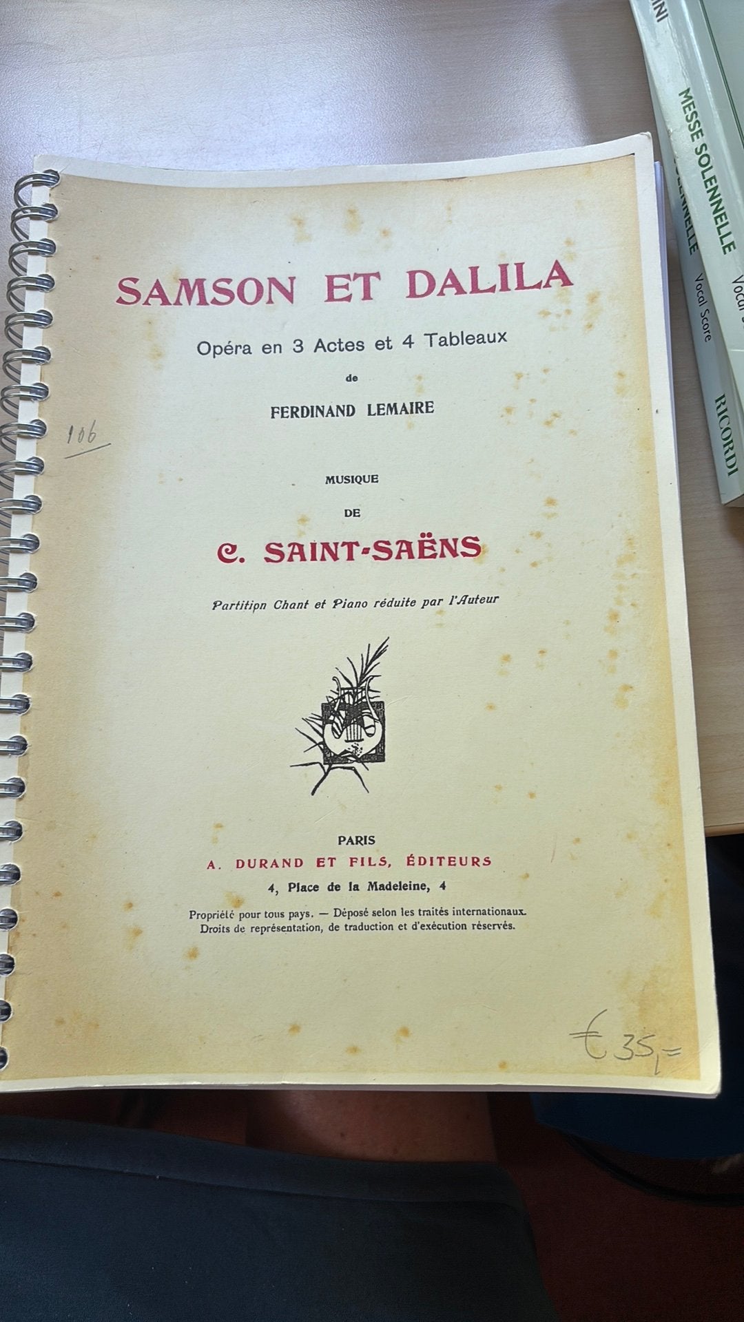 Samson et Dalilah opera van Saint-Seans, Ophalen of Verzenden, Gebruikt, Les of Cursus, Klassiek