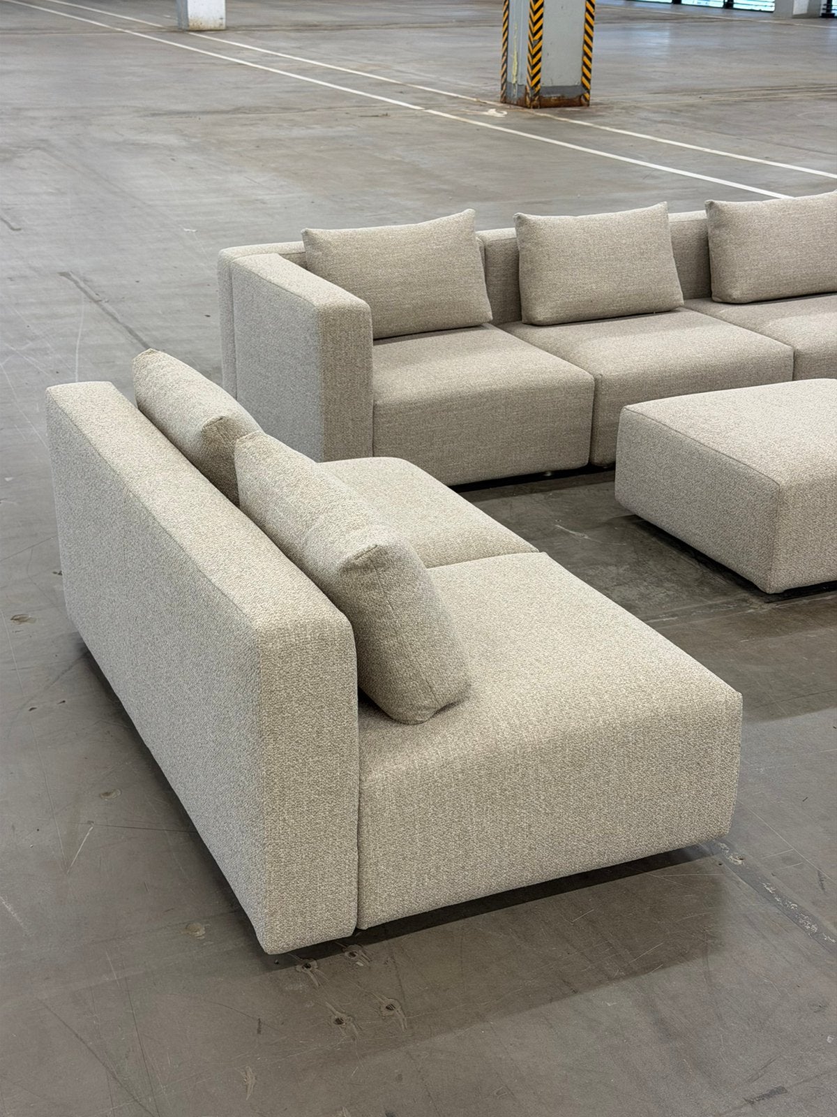 Minotti Braque Modulaire Bank Beige | NIEUWSTAAT + Garantie, Overige materialen, Hoekbank, 300 cm of meer, Ophalen of Verzenden