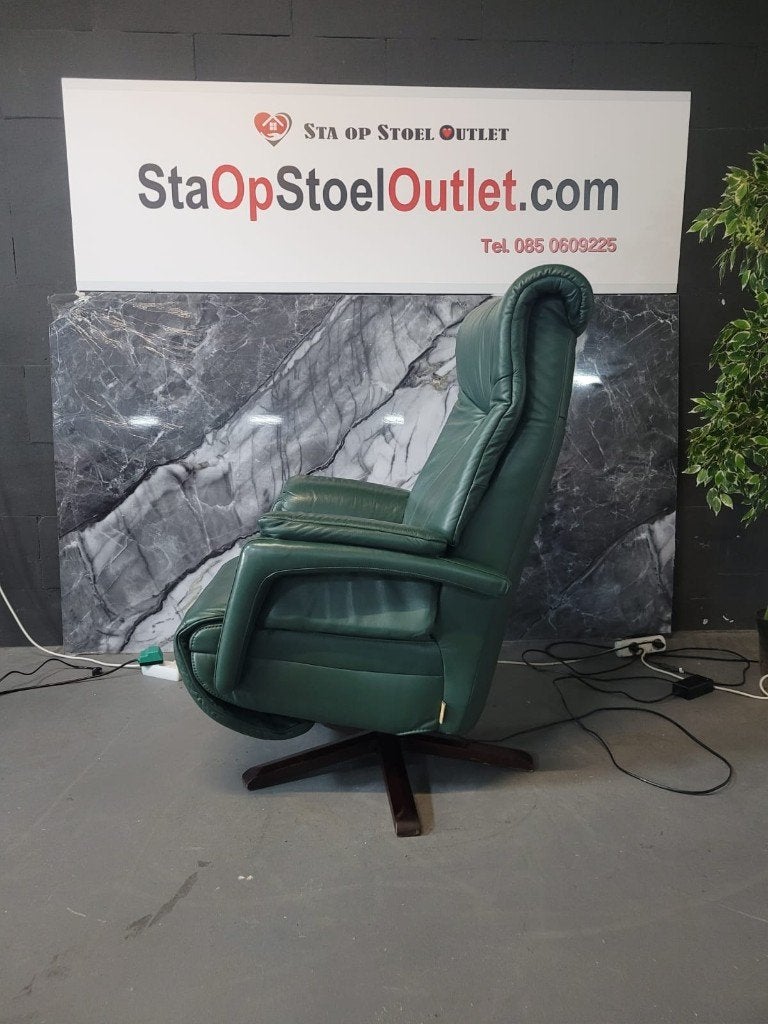 Staopstoel Malmo Groen Leder met Topswing, Minder dan 75 cm, Leer, Ophalen of Verzenden, Zo goed als nieuw