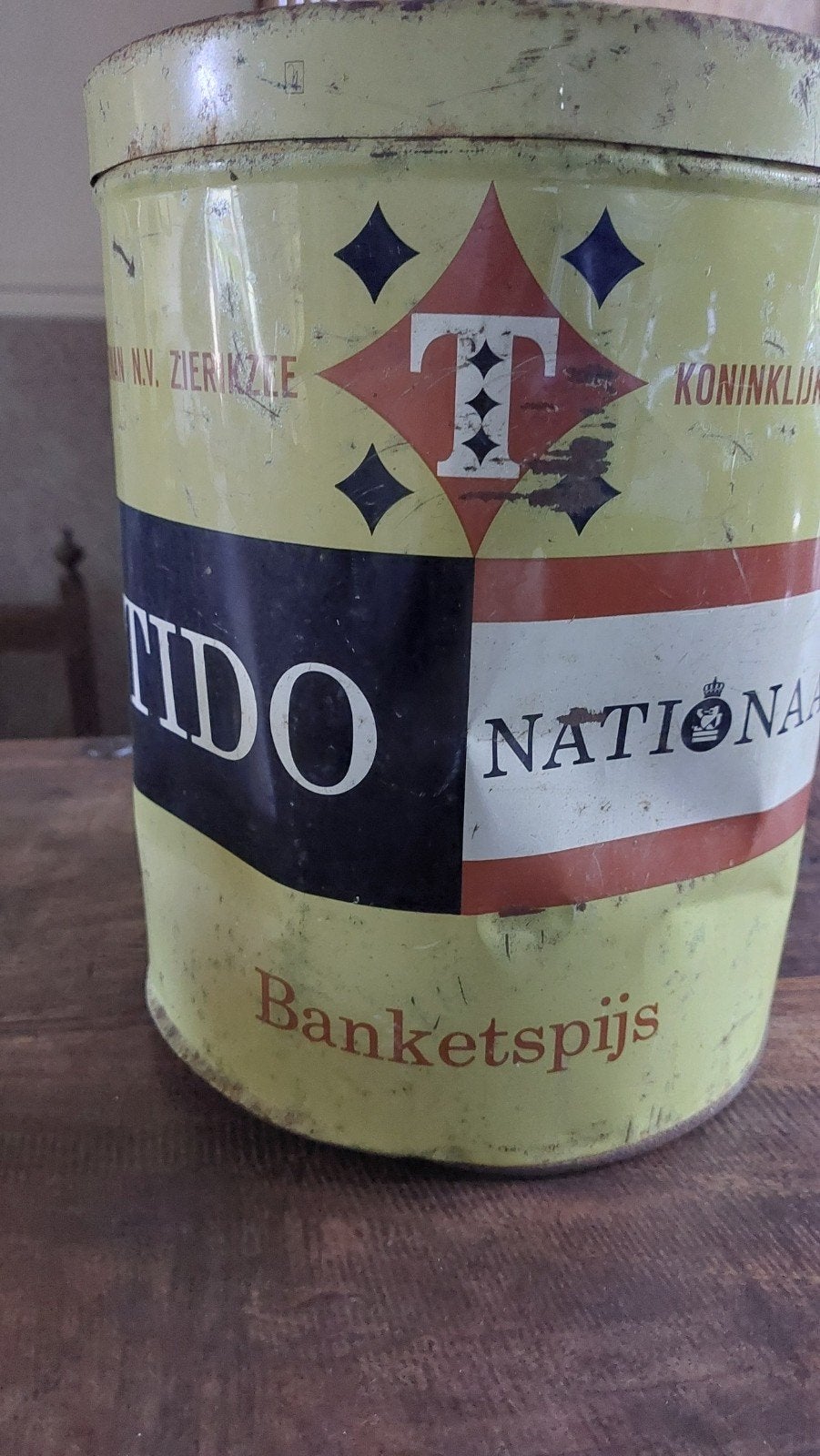 Vintage Tido Nationaal Banketspijs blik - Zierikzee, Ophalen of Verzenden, Gebruikt, Overige, Overige merken