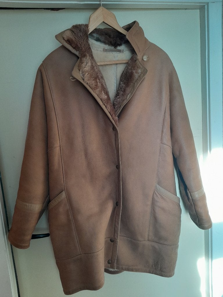 i.g.st.z. dames  leren lammy coat mt 44/46 bruin, Kleding | Dames, Ophalen of Verzenden, Gedragen, Maat 42/44 (L), Bruin