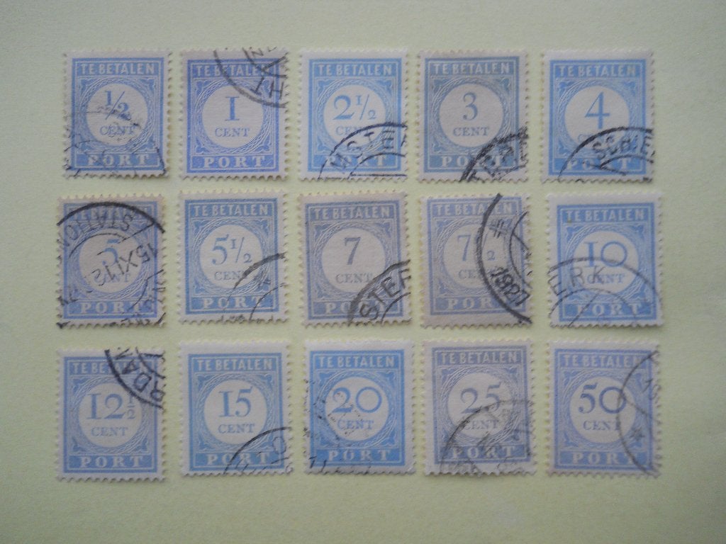 Nederland 1912 Portzegels 15 uit Nvph.P44-P60 gestempeld, Postzegels en Munten, Ophalen of Verzenden, T/m 1940, Gestempeld