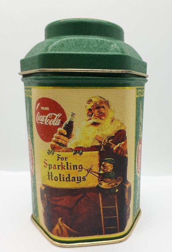 Coca-Cola Voorraad/opbergblikje 6-hoekig Kerstman, Ophalen of Verzenden, Zo goed als nieuw, Gebruiksvoorwerp