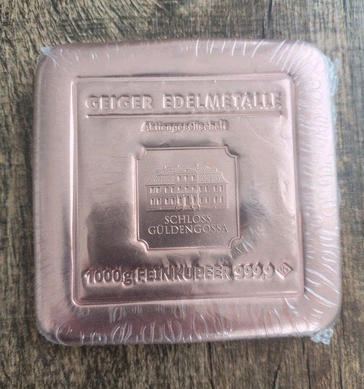 1 kg Koperbaar 999.9 Geiger Edelmetalle met Certificaat, Ophalen of Verzenden