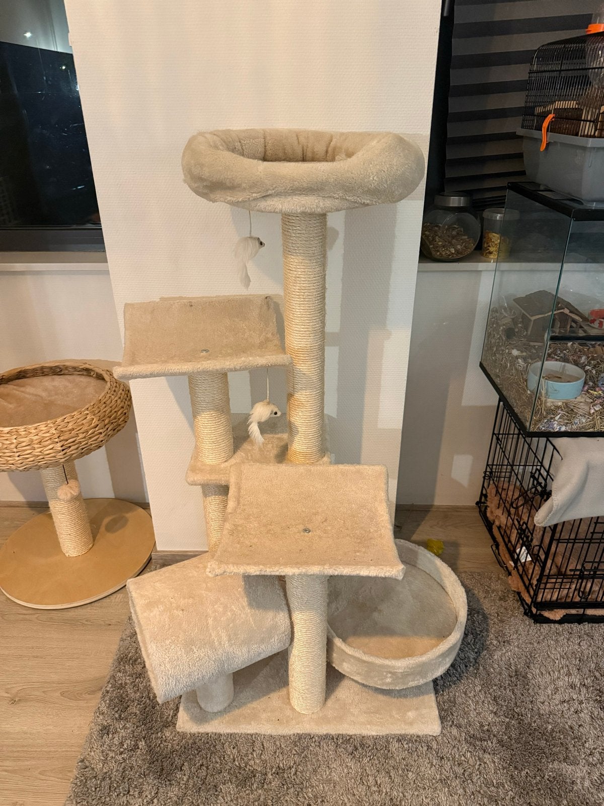 Luxe kattenkrabpaal met afneembaar ligbed – Crèmekleur, Ophalen, Krabpaal