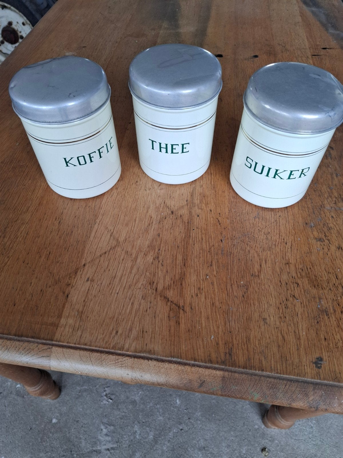 Vintage voorraadpotten: Koffie, Thee, Suiker, Antiek en Kunst, Antiek | Keukenbenodigdheden, Ophalen of Verzenden