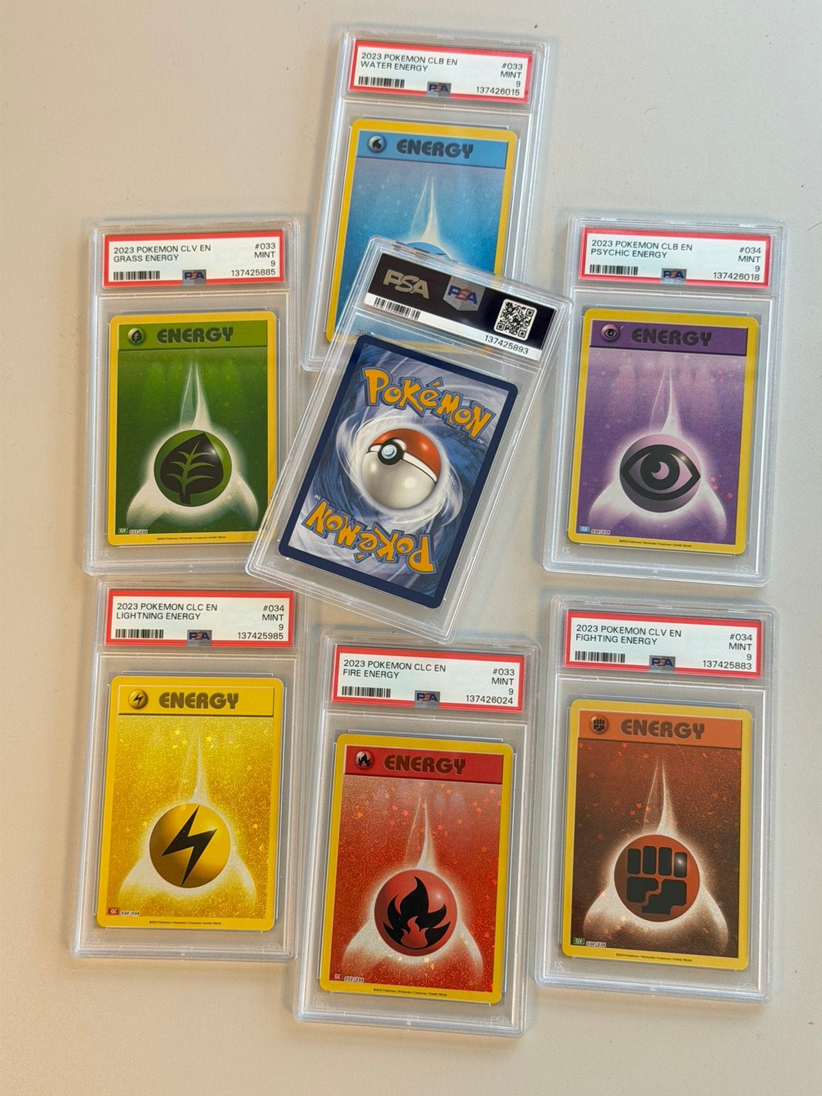 7x Pokémon Energy PSA 9 TCG Classic 2023 Lot set trainers, Ophalen of Verzenden, Zo goed als nieuw, Meerdere kaarten