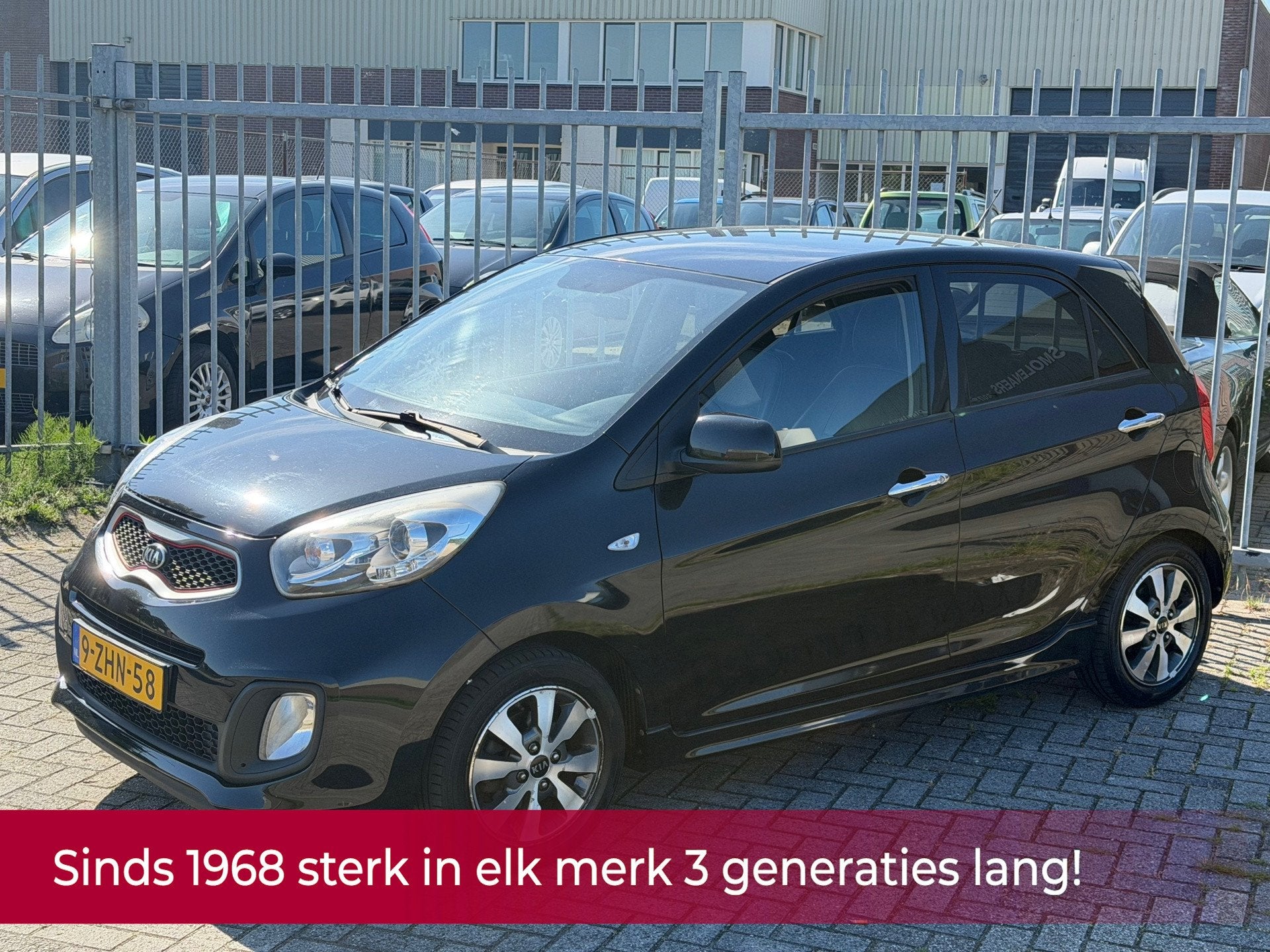 Kia Picanto 1.0 CVVT ISG 5 deurs! NL AUTO NAP! Leer l Airco, Voorwielaandrijving, Euro 5, Gebruikt, Zwart