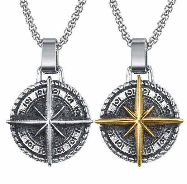 Lange ketting met kompas medaillon