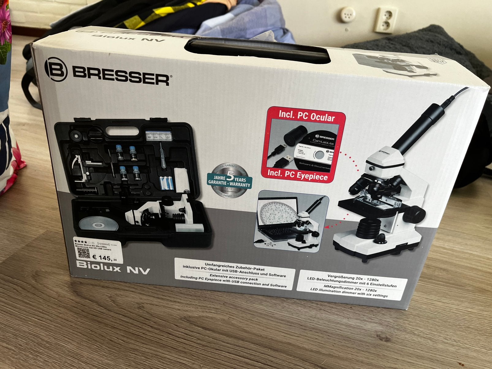 Bresser Biolux NV Microscoop met PC Oculair en Accessoires, Ophalen, Zo goed als nieuw, 1000x of meer, Biologische microscoop