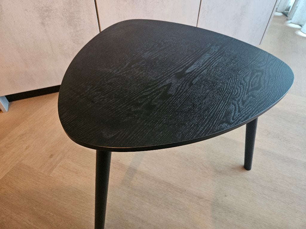 Bijzettafel triangel vorm zwart, Minder dan 55 cm, Zo goed als nieuw, Overige vormen, Hout