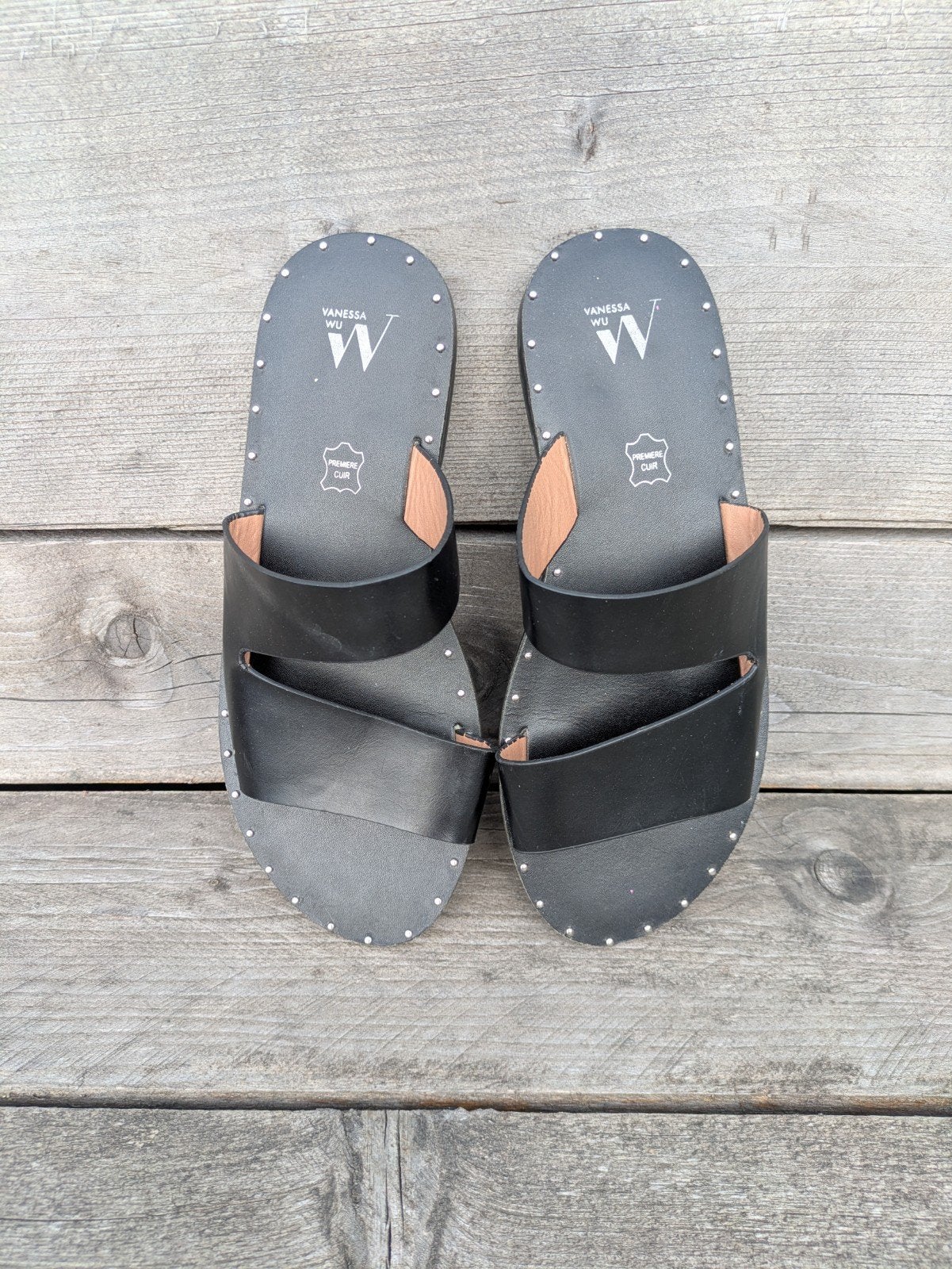 Vanessa Wu zwarte muiltjes/slippers met studs, Vanessa Wu, Vanessa Wu, Zwart, Onbekend