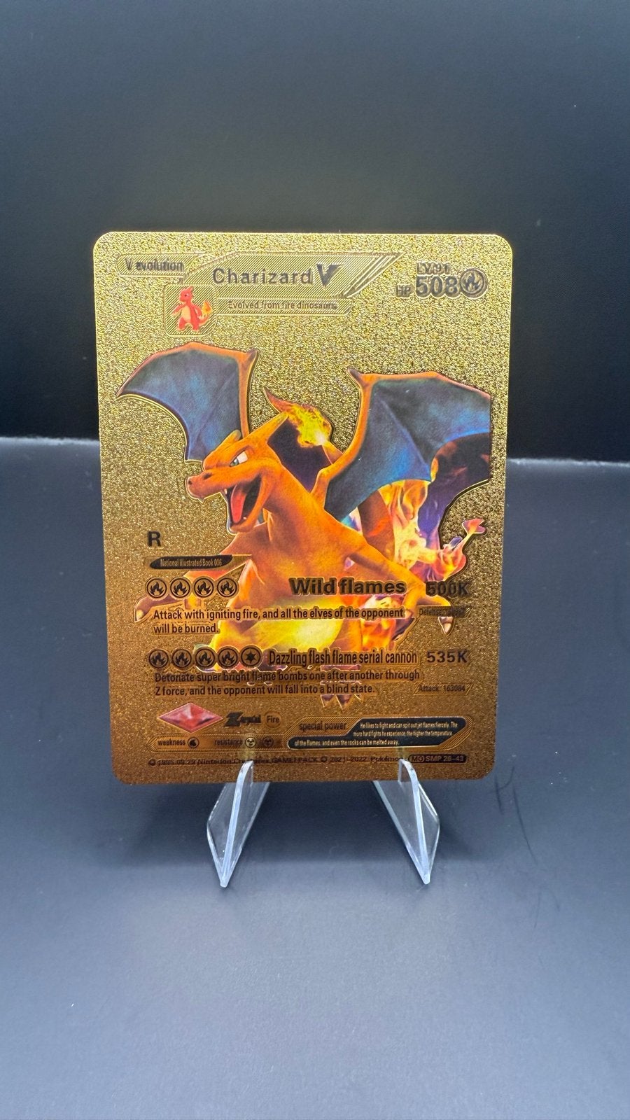 Gouden Charizard V Fan Art Pokémon Kaart, Ophalen of Verzenden, Nieuw, Overige typen