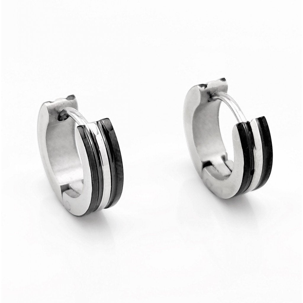 Ø13mm Oorbellen met Zwarte Rand RVS Oorringen Dames en Heren, Sieraden, Tassen en Uiterlijk, Overige materialen, Hangers, Birgitta-Gracht 33, 6465 EL Kerkrade, Nederland