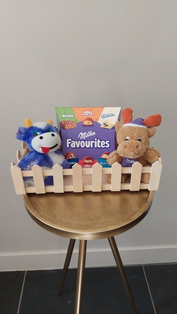 Cadeautje - houten rekje met Milka knuffeltjes, Ophalen of Verzenden, Nieuw