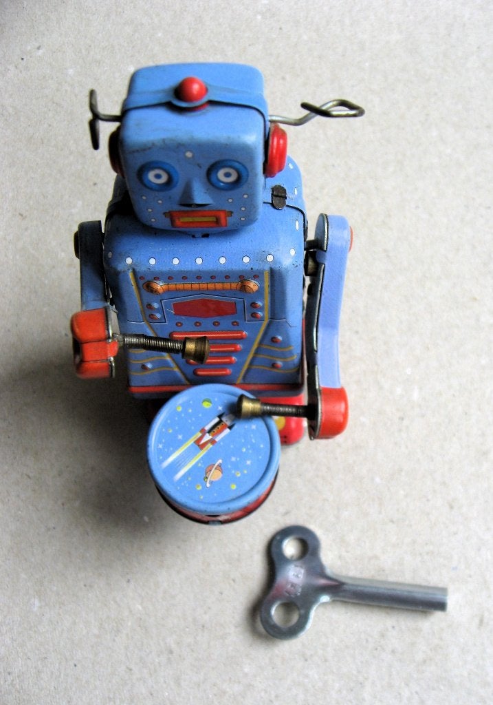 Blikken robot, loopt en trommelt, Ophalen of Verzenden
