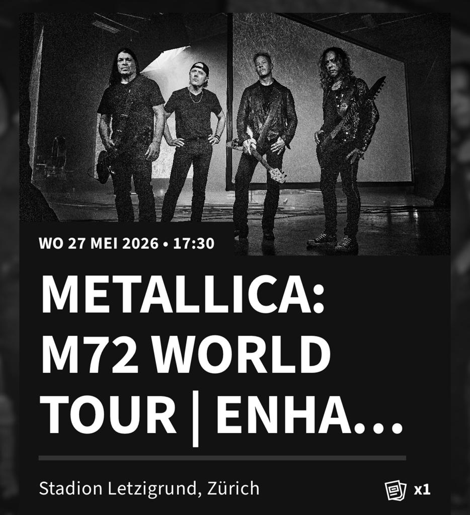 Metallica concert Zurich, early entry ticket!, Tickets en Kaartjes, Eén persoon