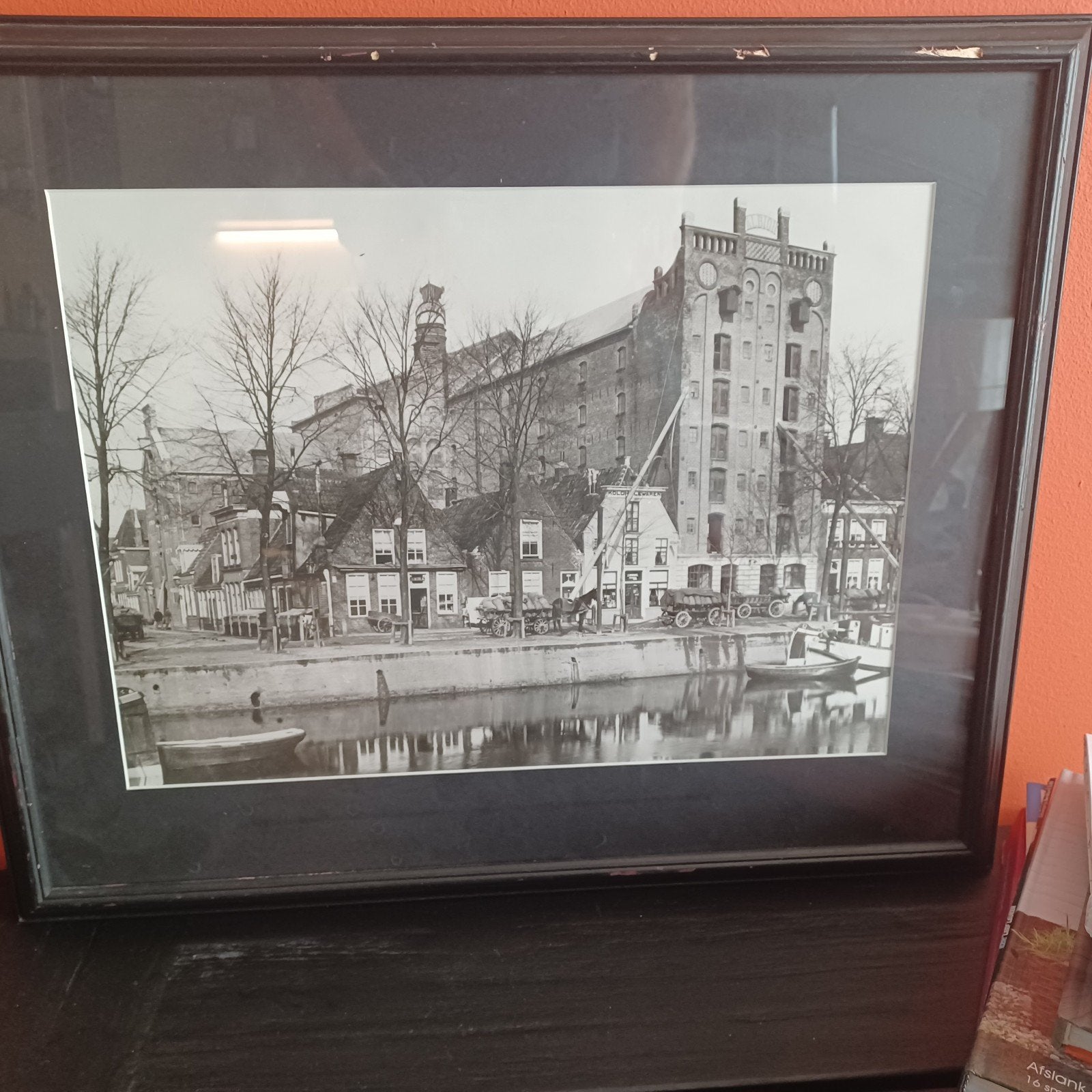 Historische foto van de Albion pakhuis, Groningen, Antiek en Kunst, Ophalen of Verzenden, Foto, Fotografie, Ingelijst