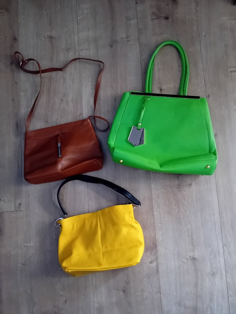 3 echt leren tassen voor maar €10,- totaal!, Overige merken, Gebruikt, Overige kleuren, Ophalen of Verzenden