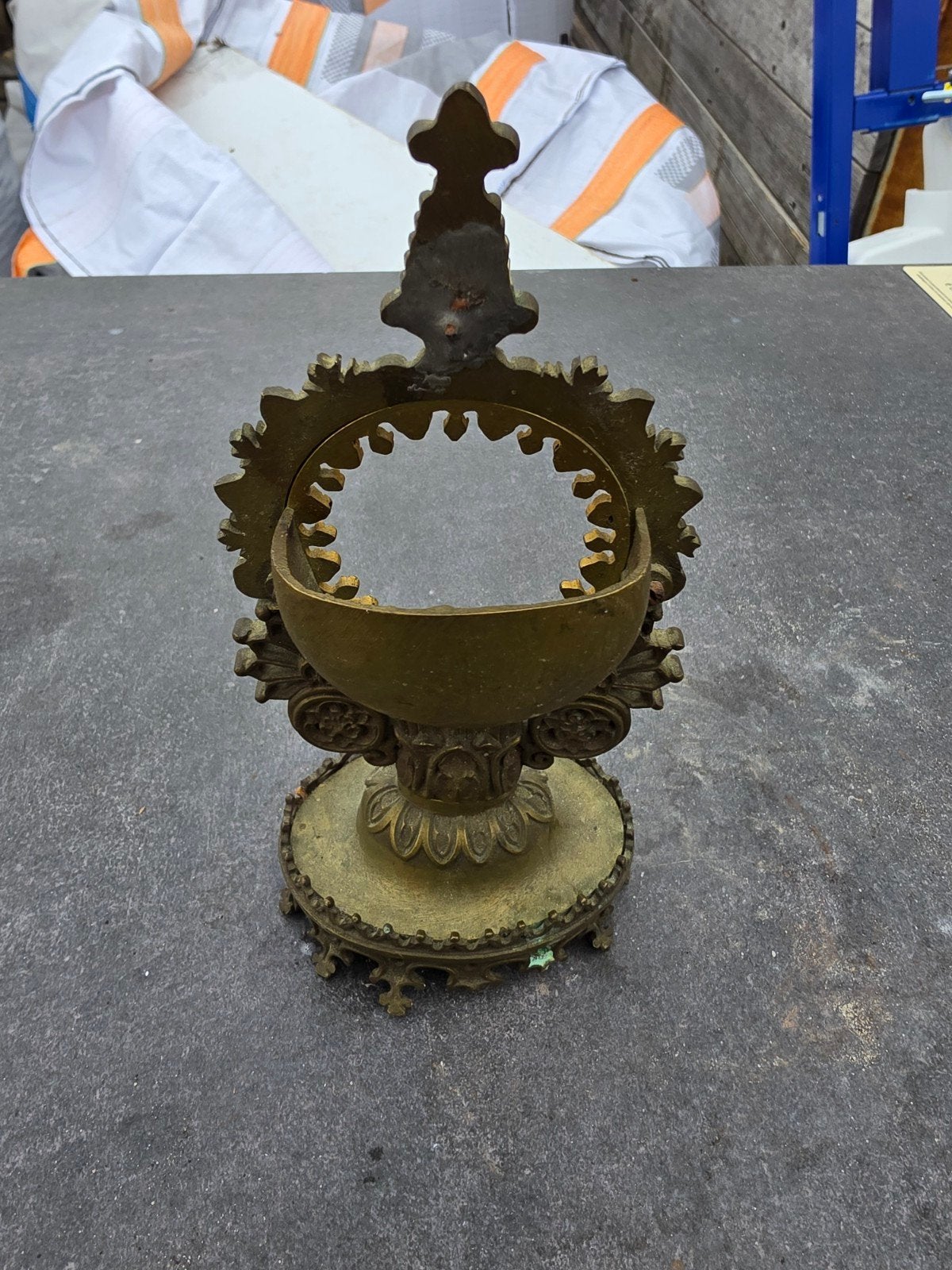 Antieke koperen reliekhouder / monstrans, 20 cm hoog, Ophalen of Verzenden