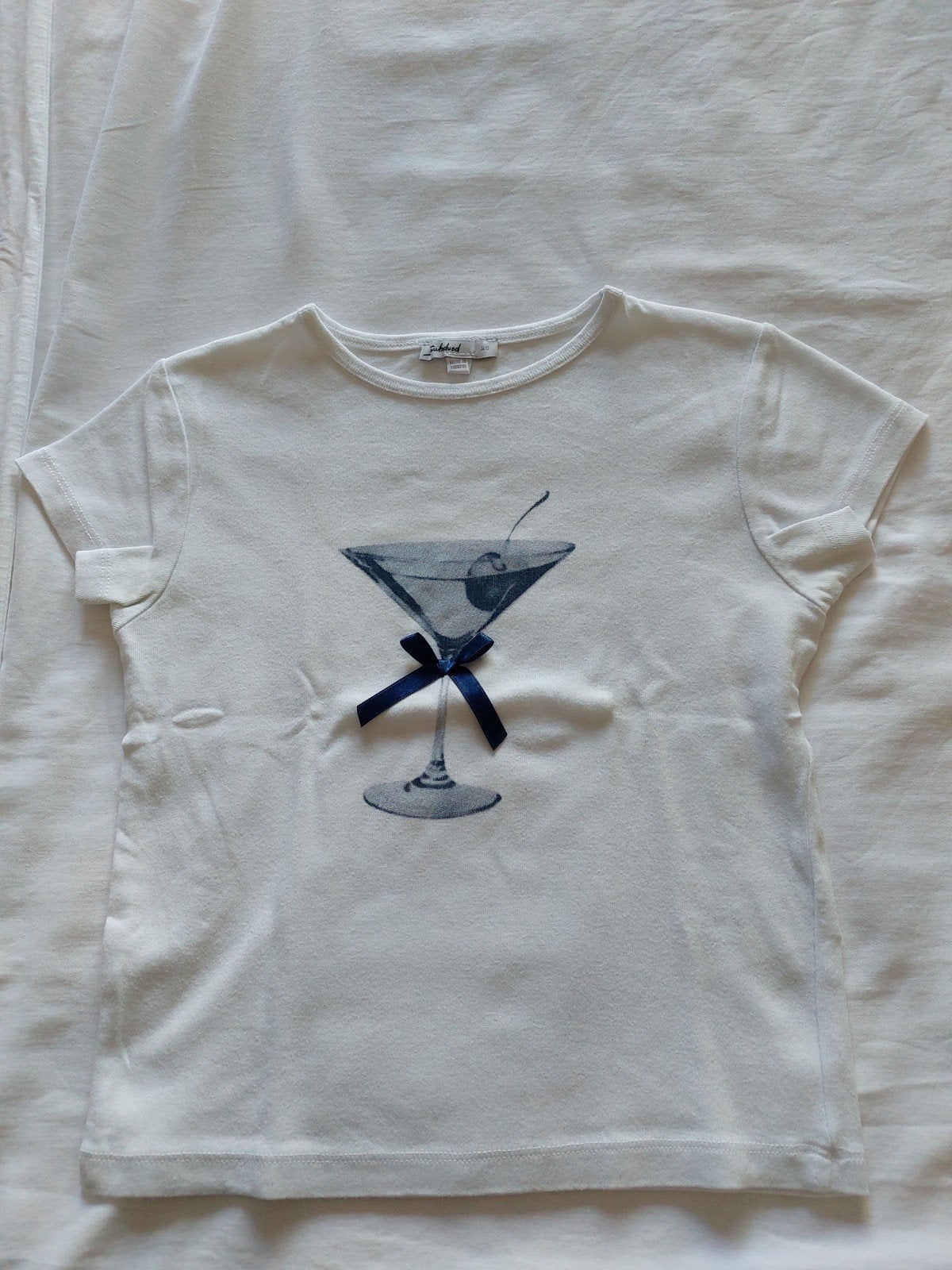 Subdued T-shirt wit met cocktailprint - Maat XS, Ophalen, Wit, Korte mouw, Maat 34 (XS) of kleiner
