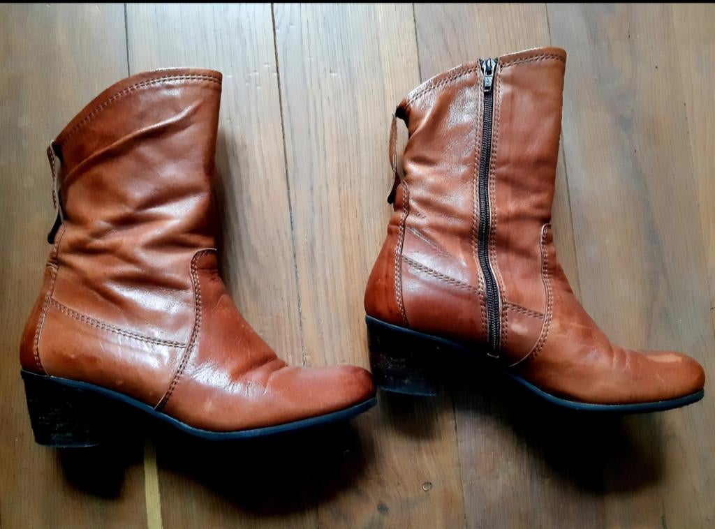 Zgan/nieuw! - Bruine leren laarzen Arriva made in Italy., Ophalen, Nieuw, Bruin, Hoge laarzen