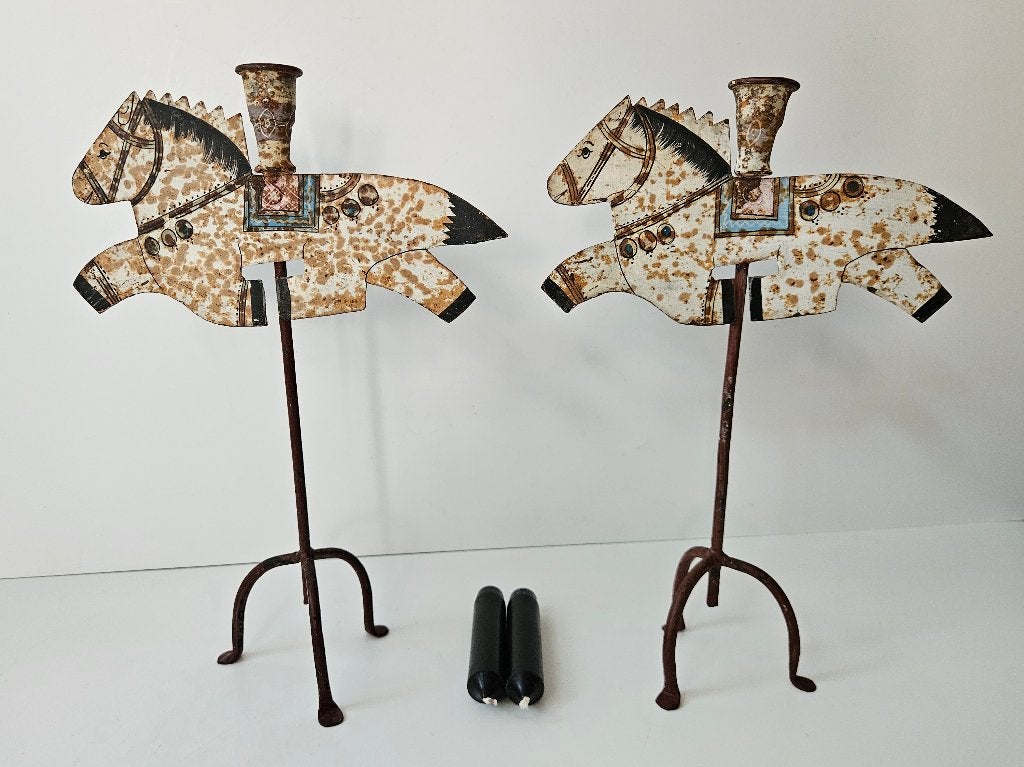 Antieke Paarden Carrousel kandelaars, Ophalen of Verzenden