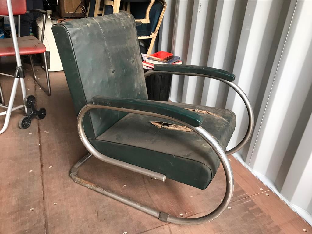 Bauhaus Tubax fauteuil klassiek 1930s lounge chair, Ophalen of Verzenden, Gebruikt, Leer, Bauhaus