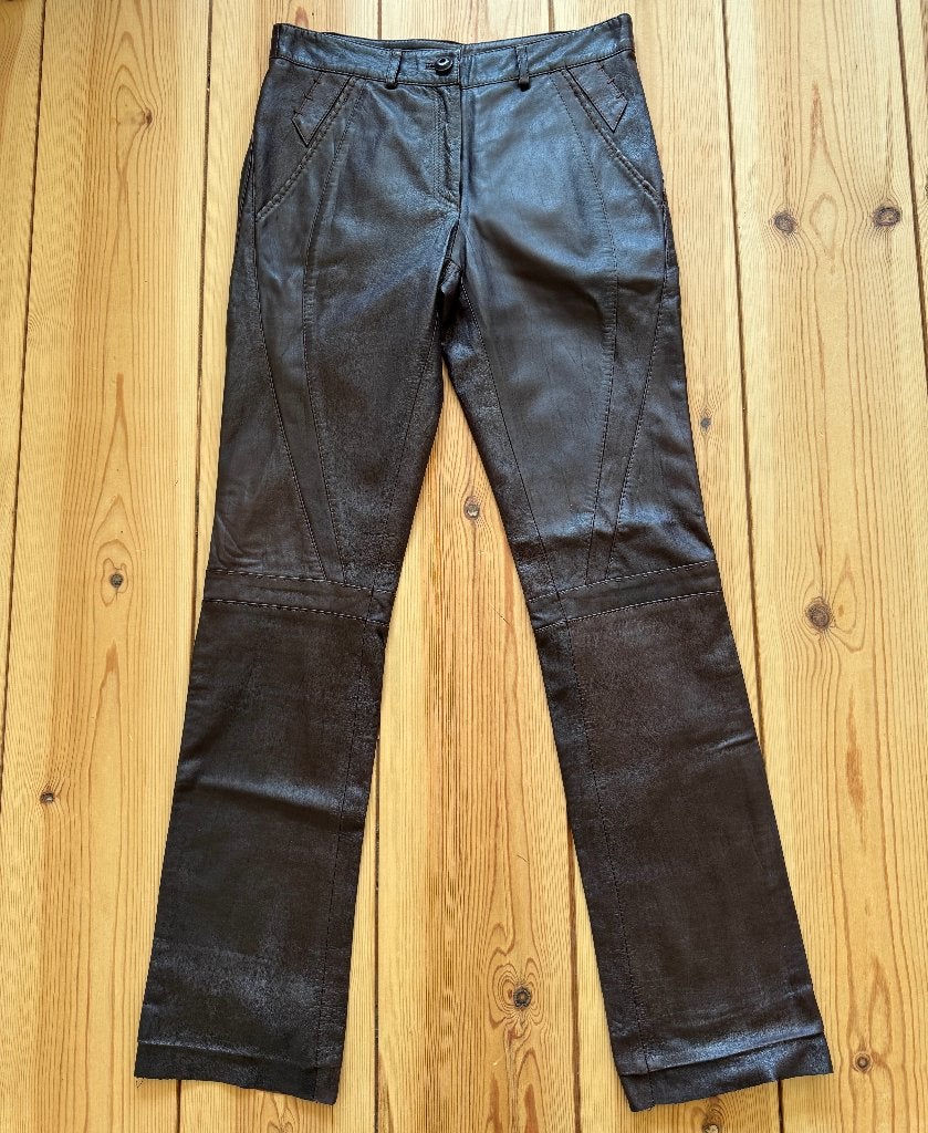 Leren Broek - Eva Kayan - Bruin Leer - maat 38 / Small, Maat 38/40 (M), Bruin, Ophalen of Verzenden, Zo goed als nieuw