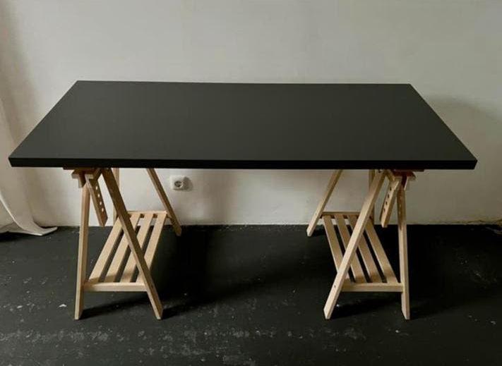 IKEA Bureau Lagkapten/Mittback befkenhout, Ophalen, Zit-sta bureau, Scandinavisch, Hout