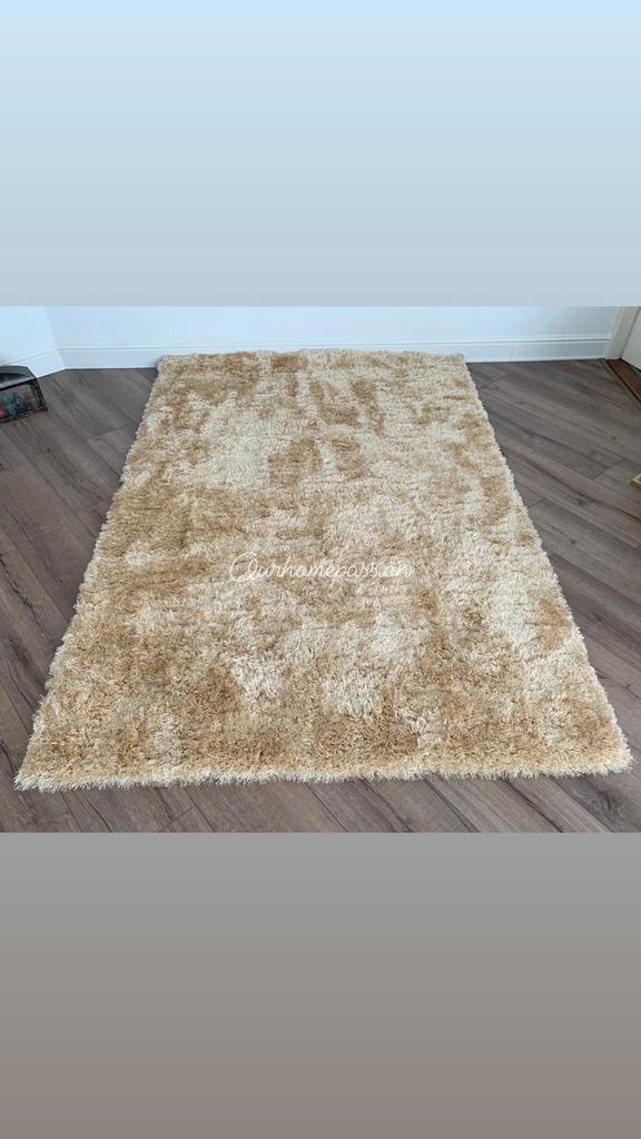 HOOGPOLIG VLOERKLEED SHAGGY ERIC KUSTER CHAMPAGNE GOUD 2x3M, Ophalen of Verzenden, Nieuw, Rechthoekig, 200 cm of meer
