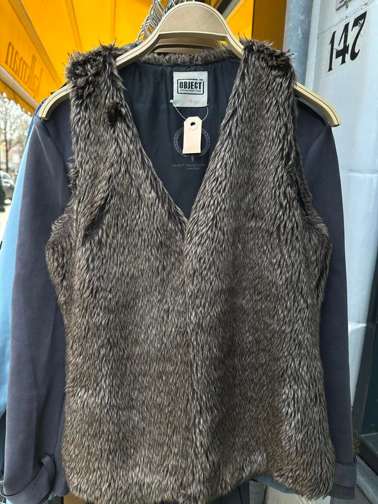 Stijlvol wollen vest - Object Collectors Item, Kleding | Dames, Bodywarmers, Ophalen of Verzenden, Gedragen, Maat 38/40 (M), Bruin