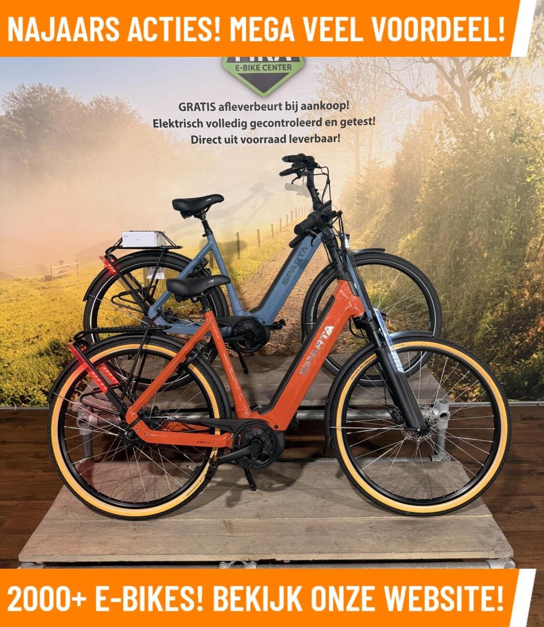 OP=OP JONG GEBRUIKTE E-BIKES NU IN KORTING BIJ MRA EBIKE, 50 km per accu of meer, Sparta