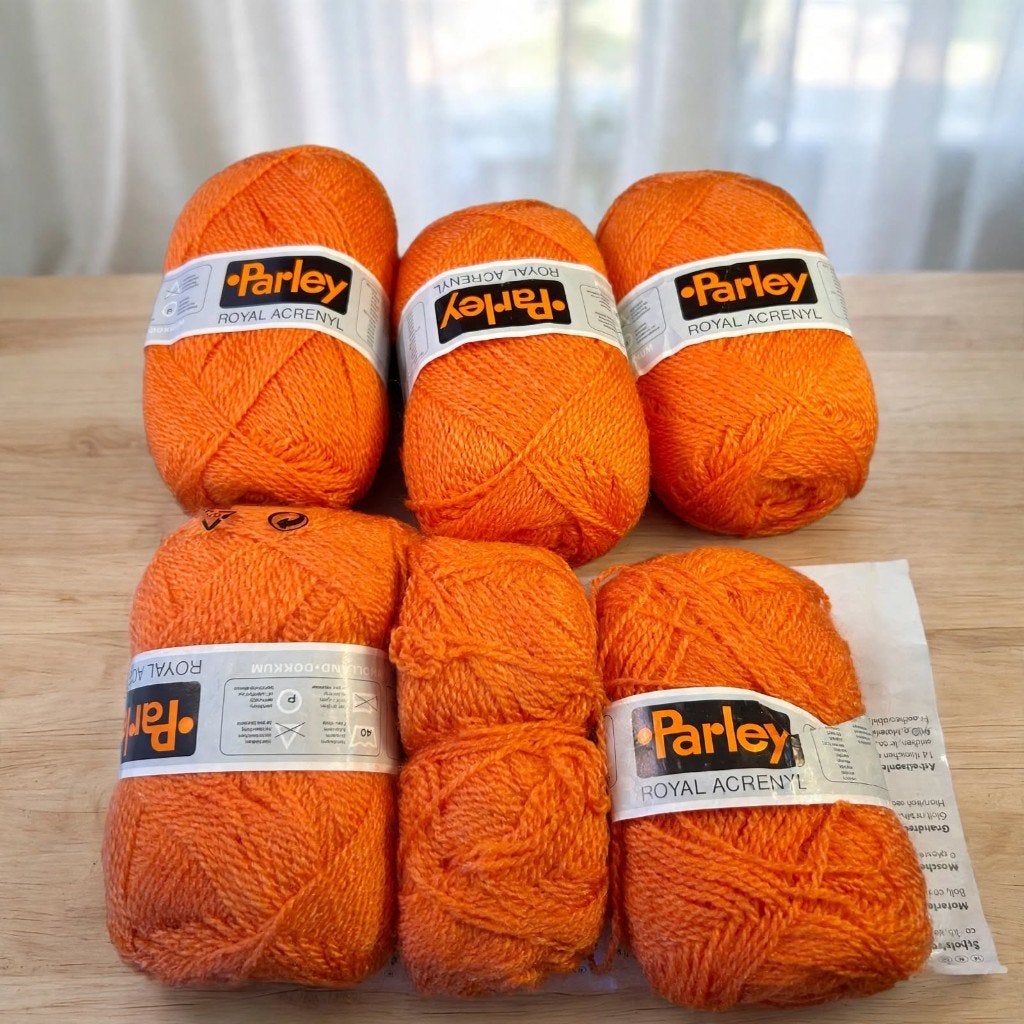 6x Vintage Parley ROYAL ACRENYL - Fel Oranje nr. 503, Ophalen of Verzenden, Nieuw, Breien of Haken, Wol of Garen