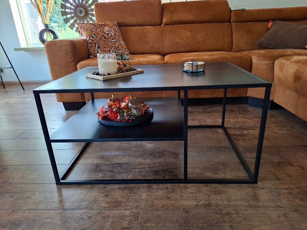 Zwarte salontafel, Huis en Inrichting, Tafels | Salontafels, Ophalen, Gebruikt, 50 tot 100 cm, 50 tot 100 cm
