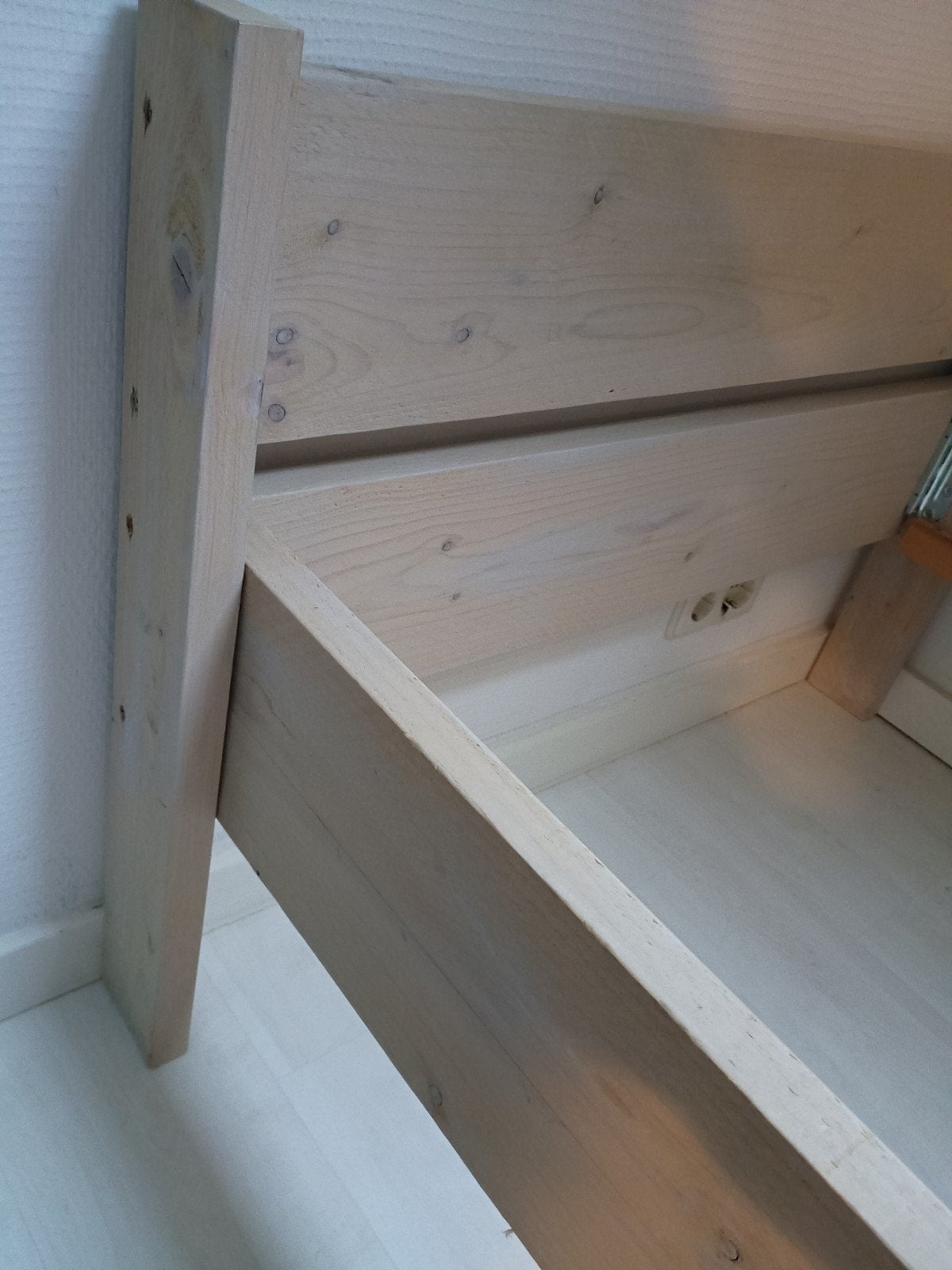 Houten eenpersoonsbed, 90x200 cm, Ophalen, Gebruikt, 90 cm, 200 cm