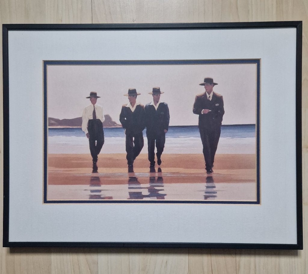 Ingelijste print 'The Gentlemen' - Strandscène, Ophalen, Zo goed als nieuw, Print