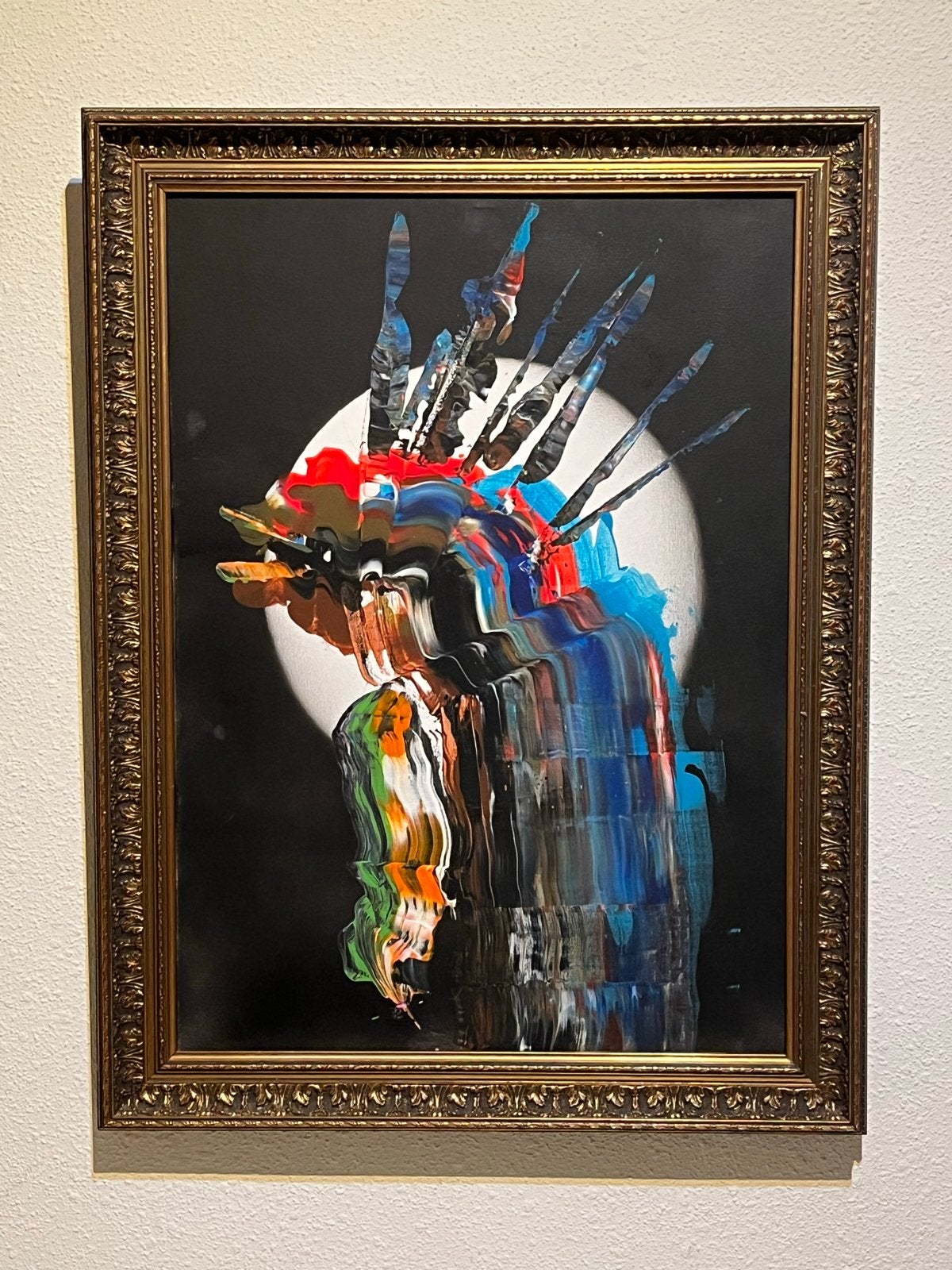 Abstracte vogel in levendige kleuren - 62 x 81,5 cm, Antiek en Kunst, Kunst | Schilderijen | Modern, Abstract, Acrylverf, Ophalen of Verzenden