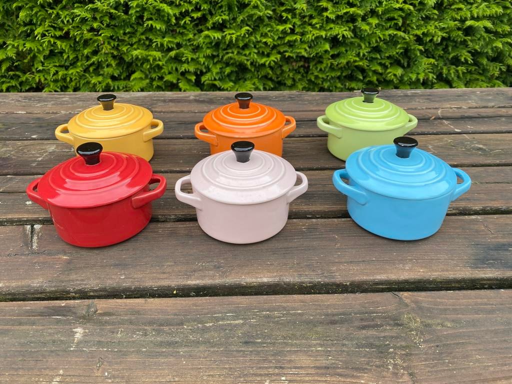 6 mini pannetjes van aardewerk, Overige typen, Ophalen of Verzenden, Zo goed als nieuw, Overige stijlen