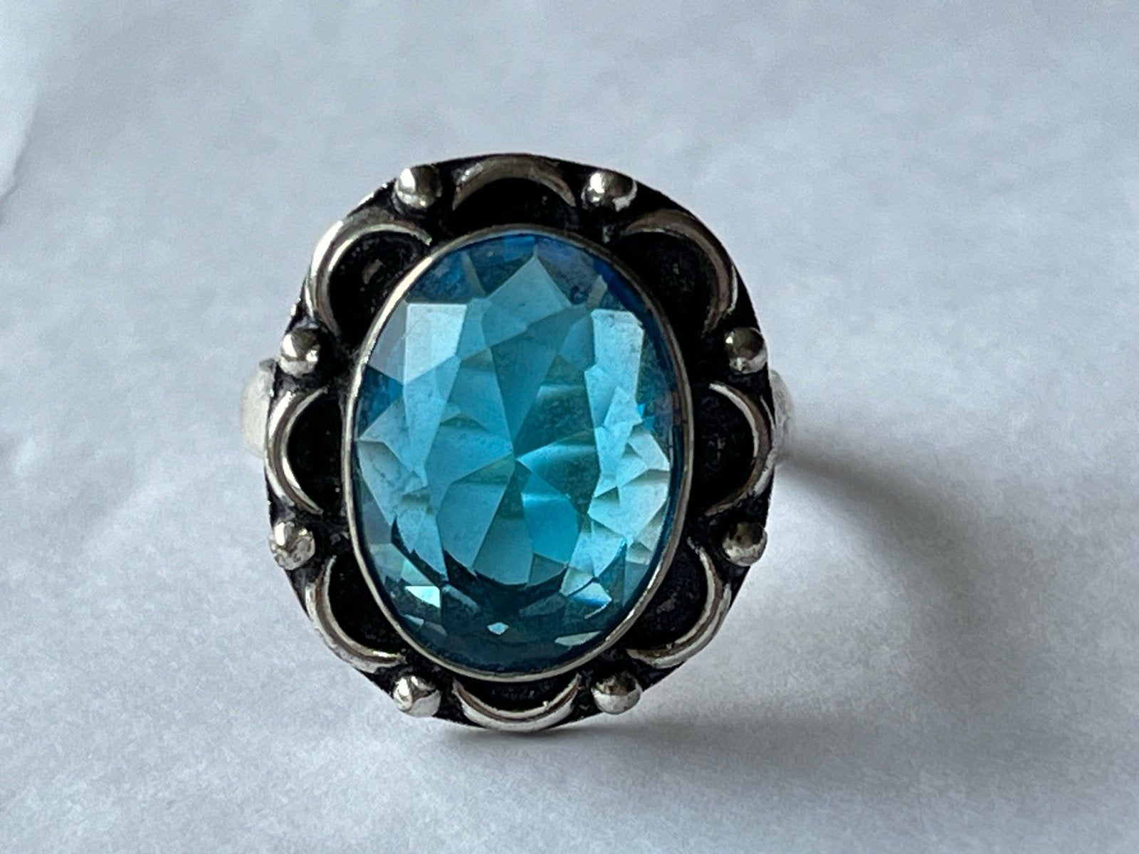 Forse zilveren ring met Topaas, gekeurd 925, maat 19,75, Sieraden, Tassen en Uiterlijk, Ringen, 19 tot 20, Zo goed als nieuw, Met edelsteen