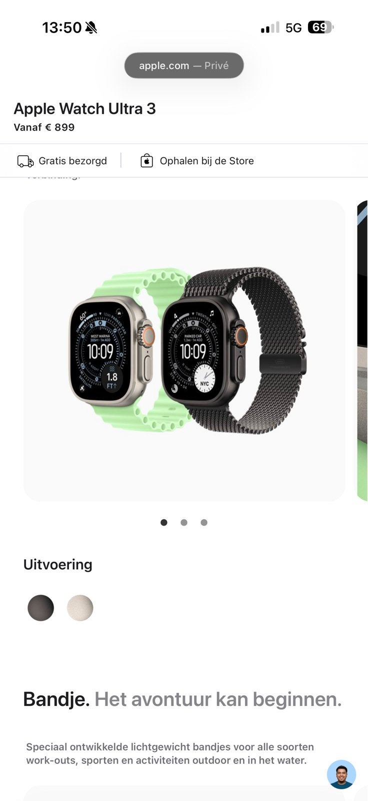Apple watch ultra 3 geseald met factuur, Verzenden