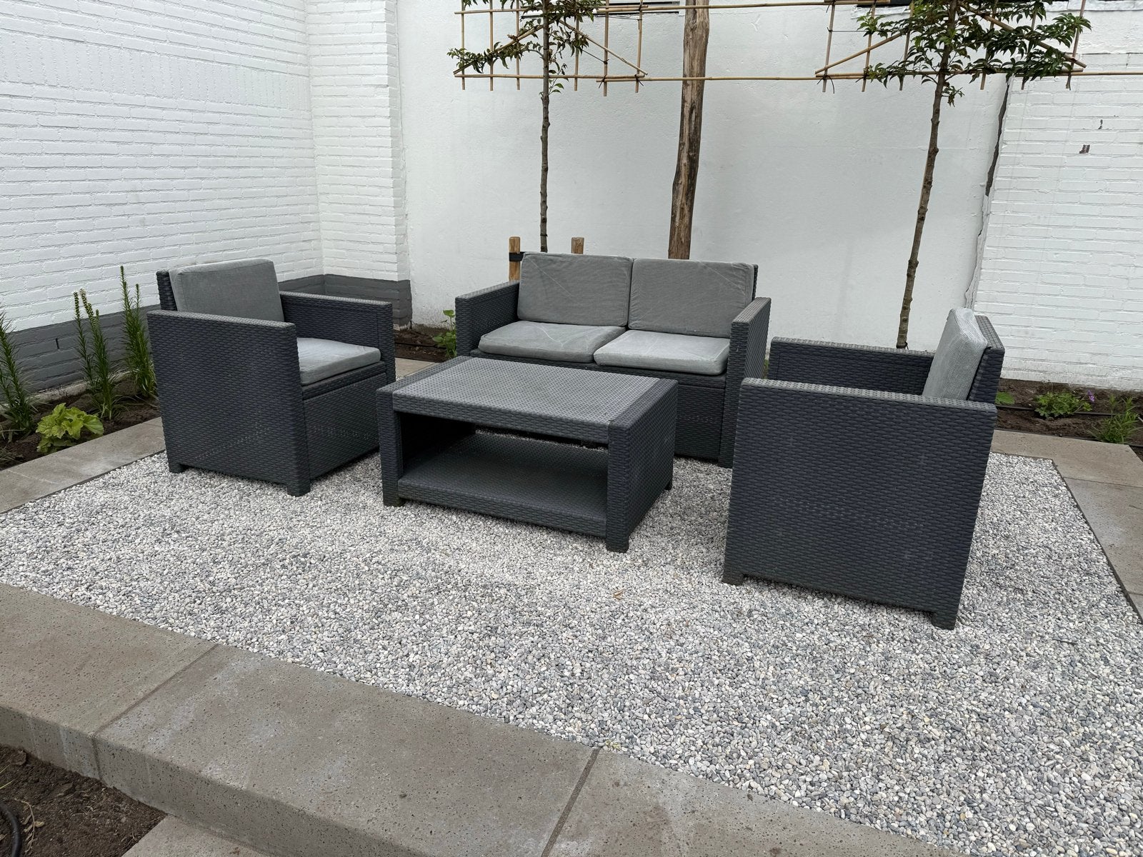 Allibert loungeset met kussens, Tuin en Terras, Ophalen, 4 zitplaatsen, Gebruikt, Loungeset