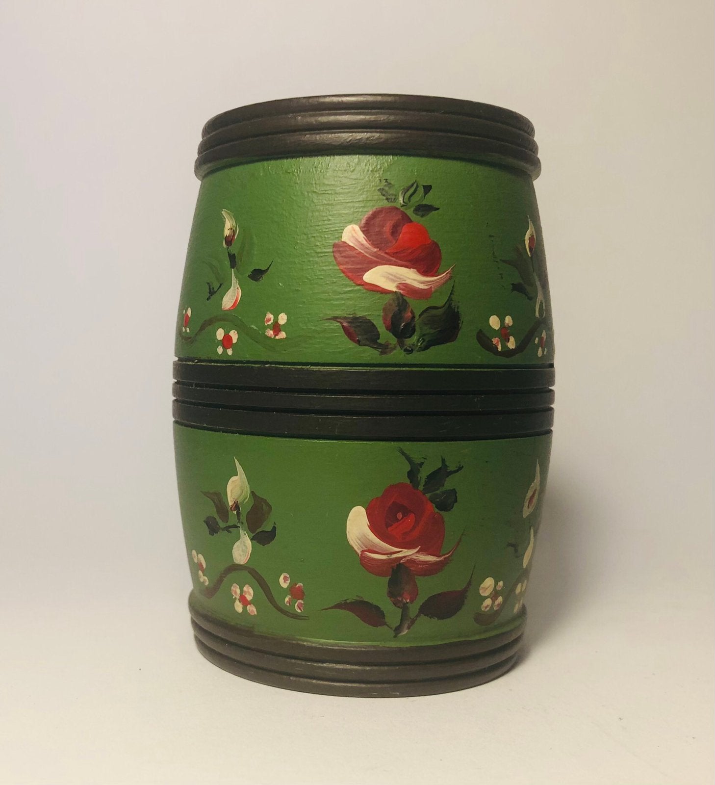Klein theelepel potjes, Hindeloopen, handbeschilderd, groen, Ophalen of Verzenden