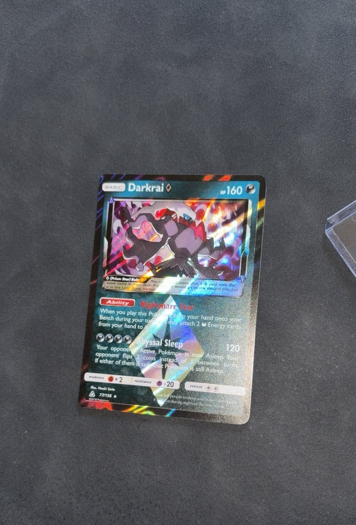 Darkrai prismstar holo 77/156 pokemon kaart 2018 vintage oud, Ophalen of Verzenden, Zo goed als nieuw